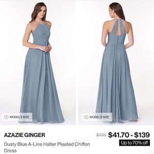 Azazie Backless Dusty Blue Chiffon Dress